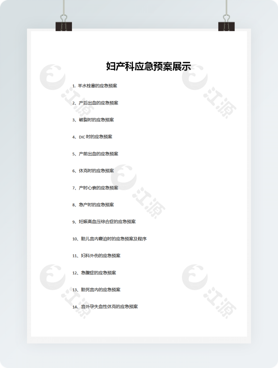 妇产科应急预案展示模板